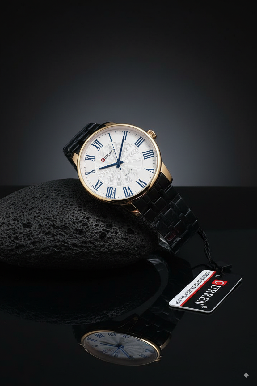 CURREN MANCHE BLEU FOND BLANC