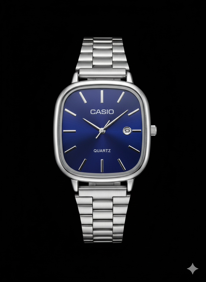 montre casio- fond bleu