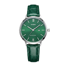casio manche cuir vert fond vert