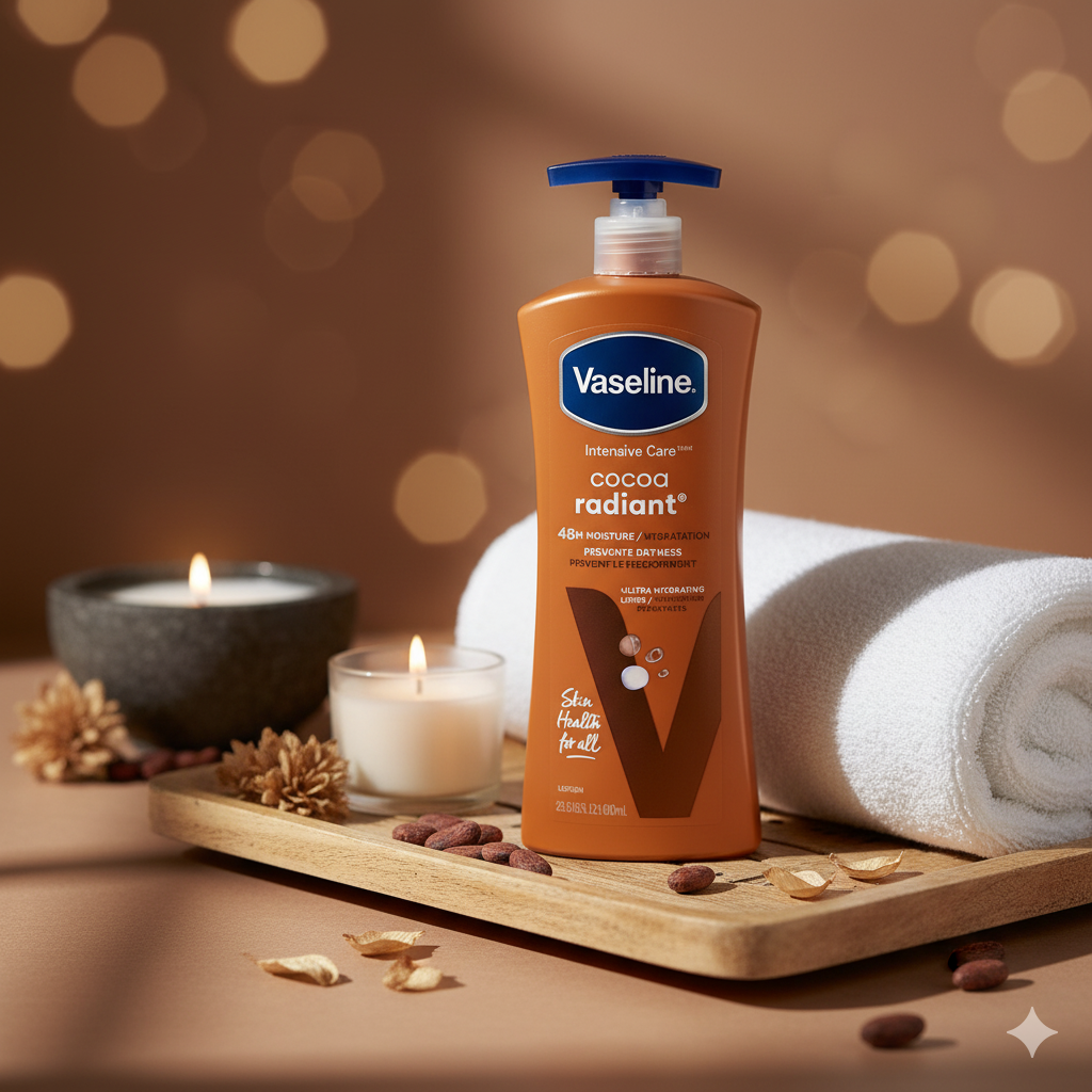 Lait Vaseline Intensive Care™ Cocoa Radiant – L'Éclat du Cacao Pur et l'Hydratation Vaseline.