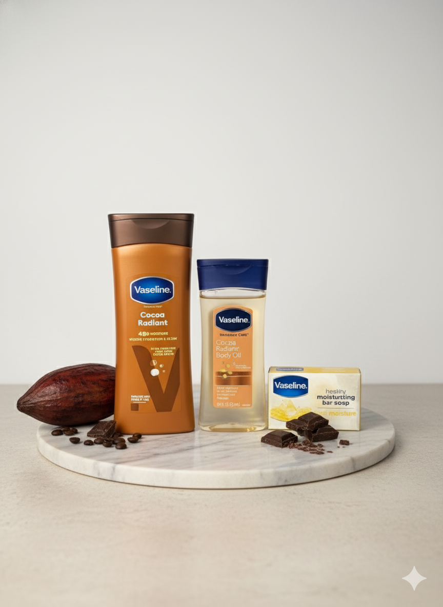 Gamme Vaseline Cocoa Radiant : Hydratation Intense et Éclat Naturel pour les Peaux Noires et Mates