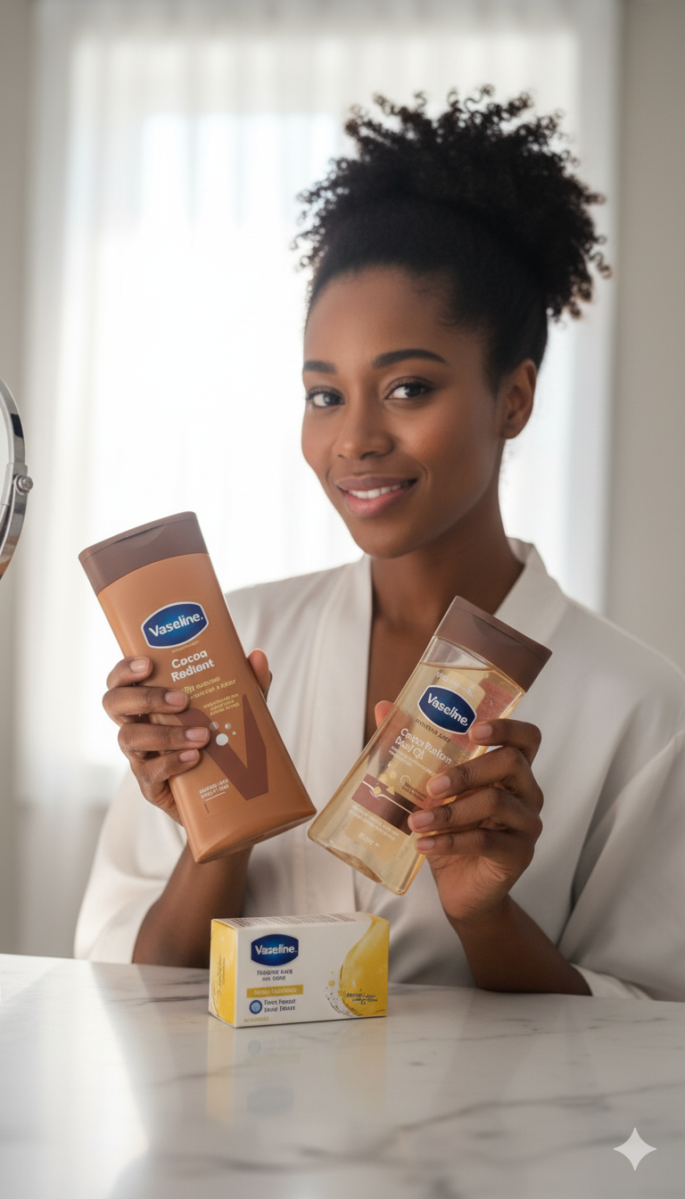 Gamme Vaseline Cocoa Radiant : Hydratation Intense et Éclat Naturel pour les Peaux Noires et Mates