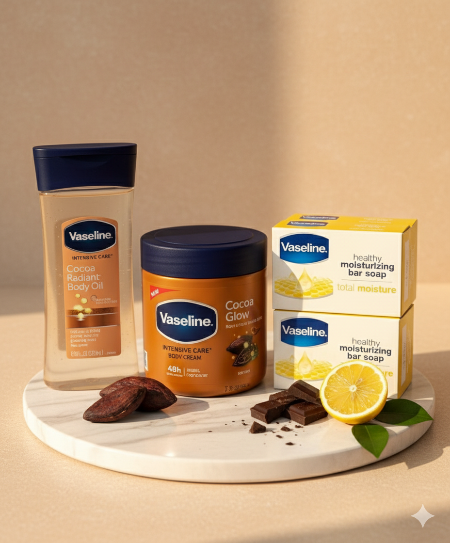 Coffret Vaseline Cocoa Radiant & Glow – Révélateur d'Éclat Suprême pour Peaux Noires & Mates
