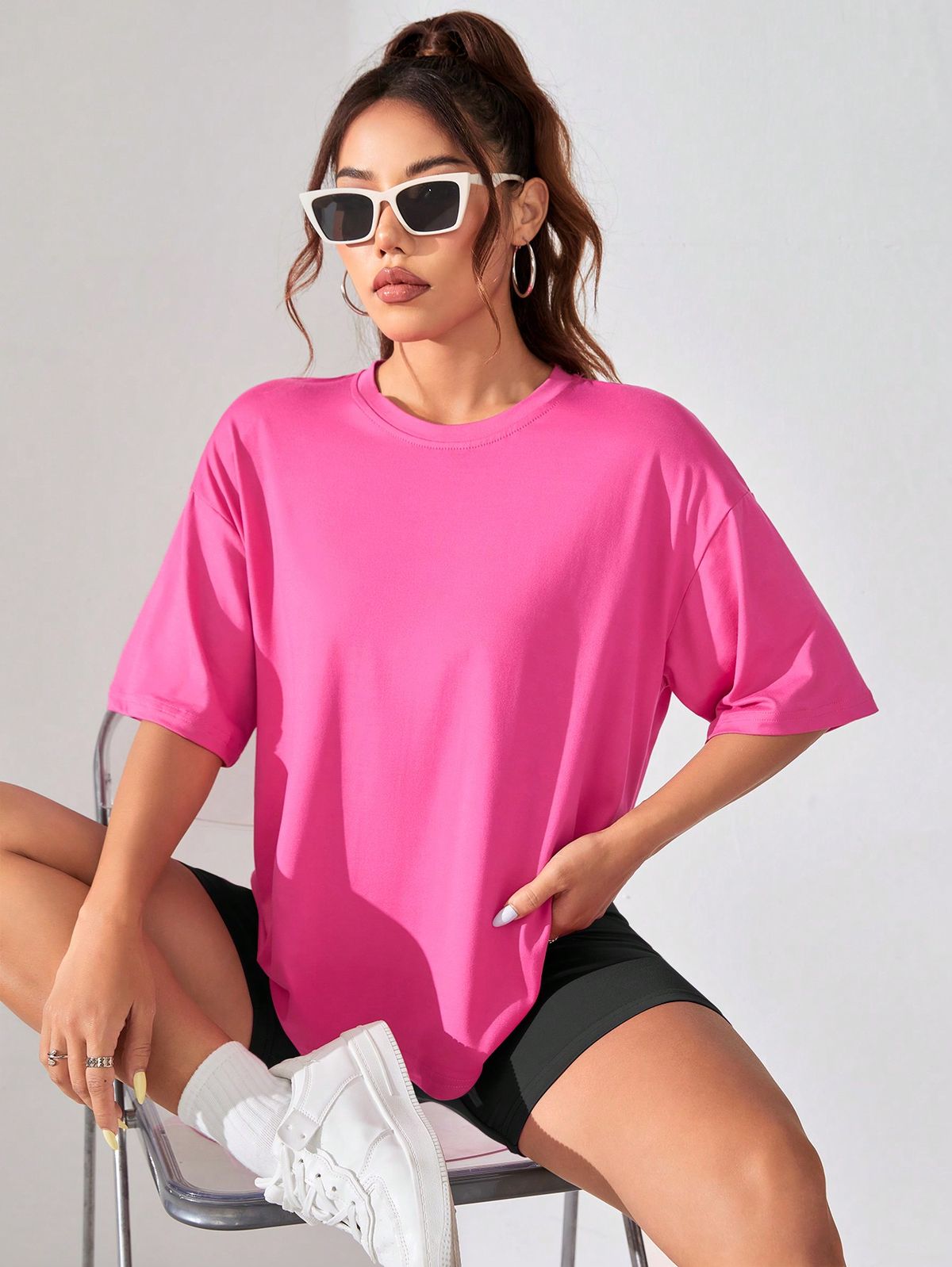 t-shirt unicolore rose pur