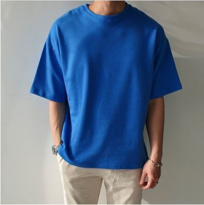 t-shirt unicolore bleu pur