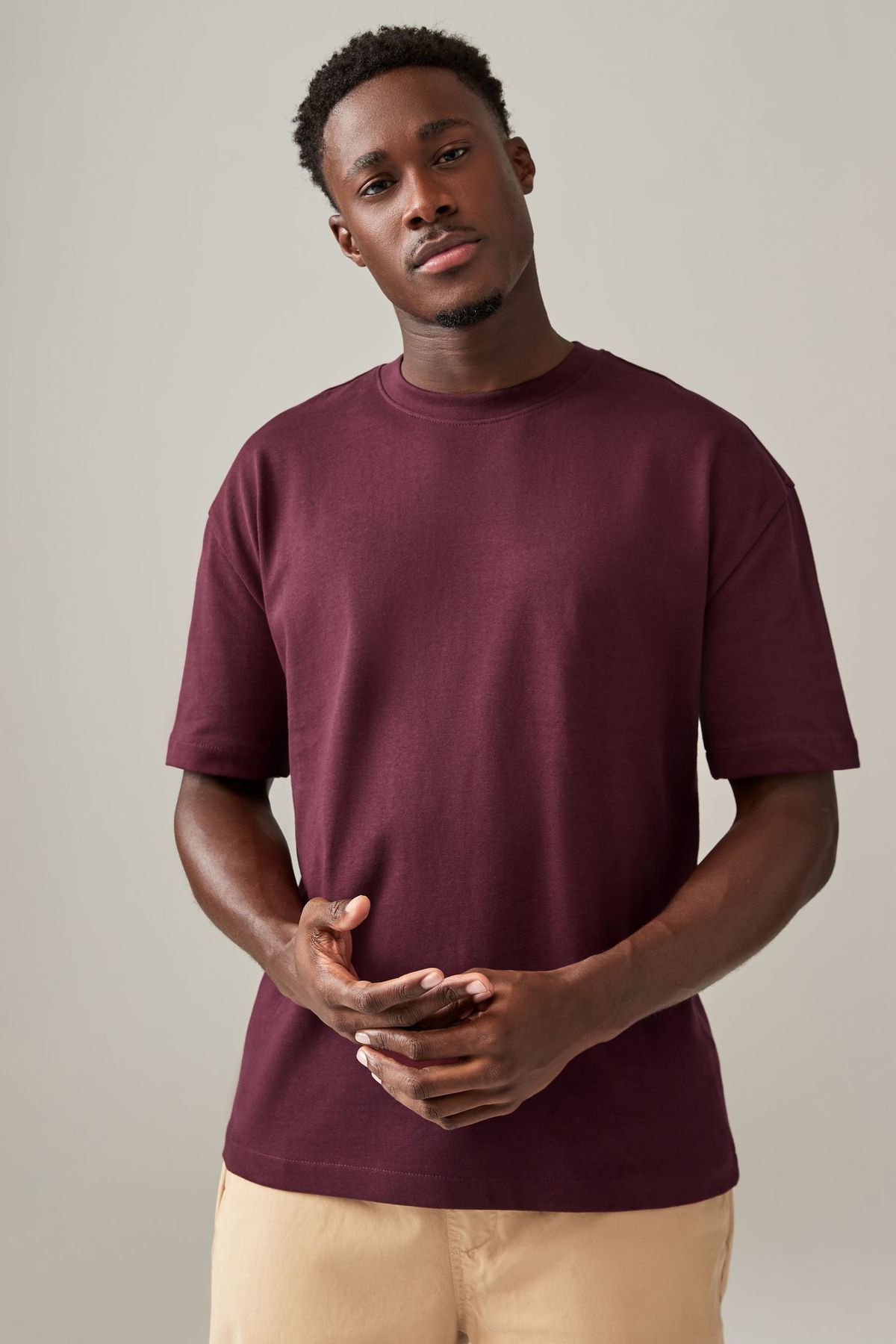 t-shirt uni-color rouge bordeau