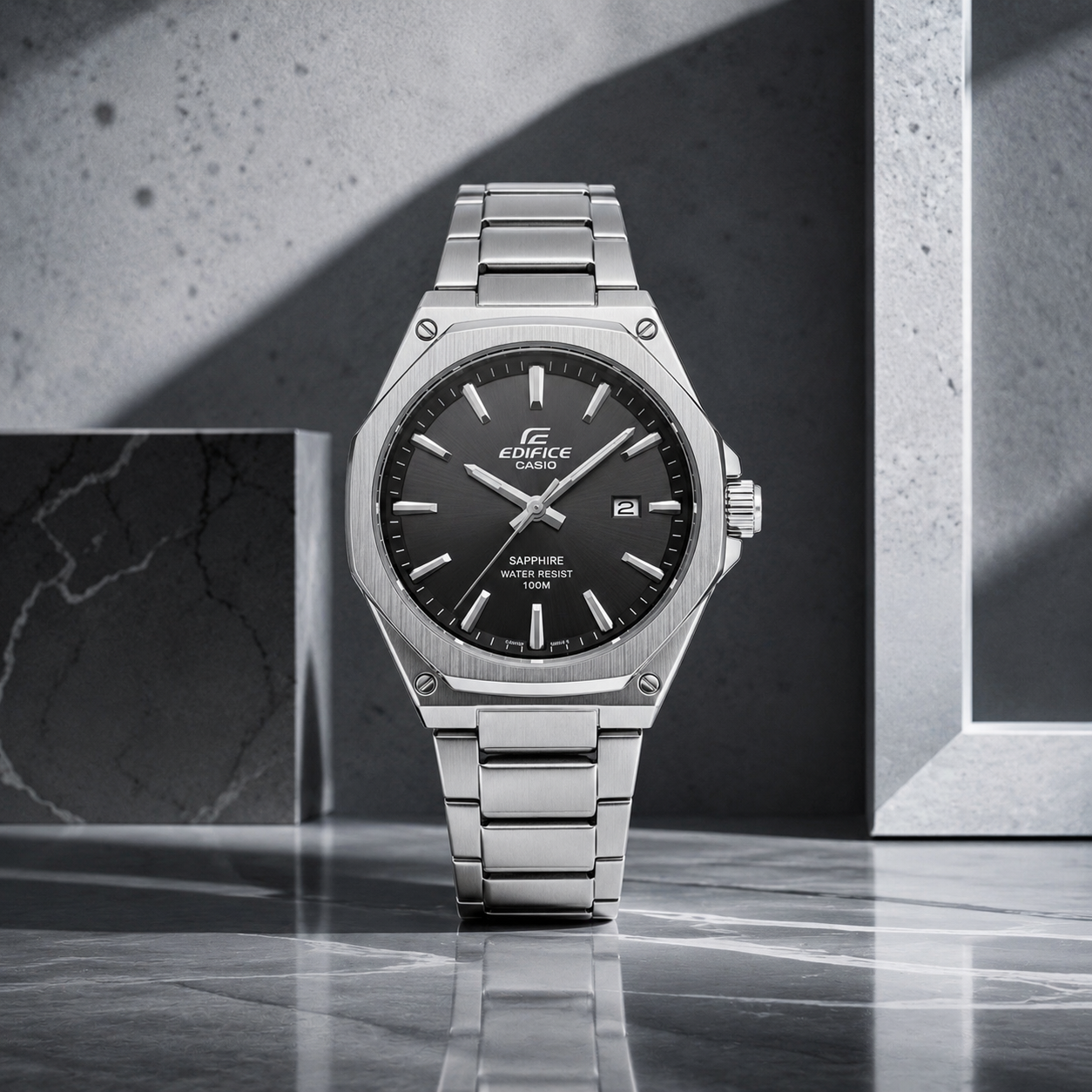 montre edifice casio - fond noir