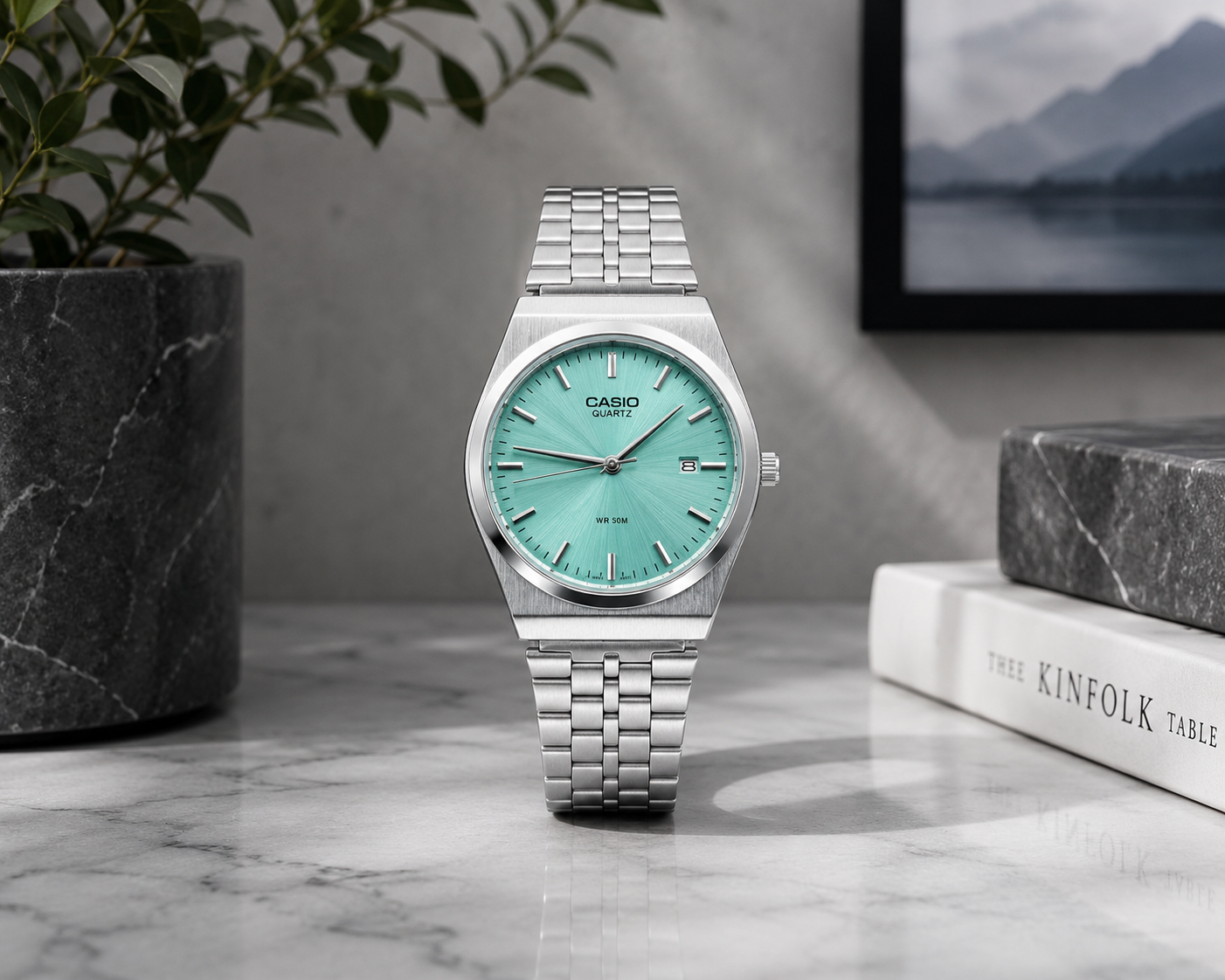 Montre casio fond bleu ciel