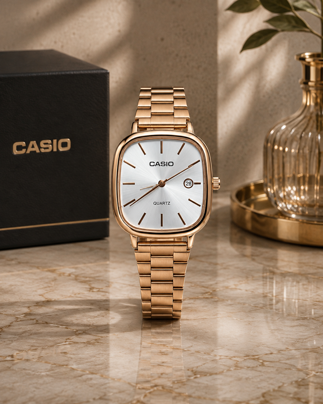 Montre Casio-Cadran Blanc Finition doré