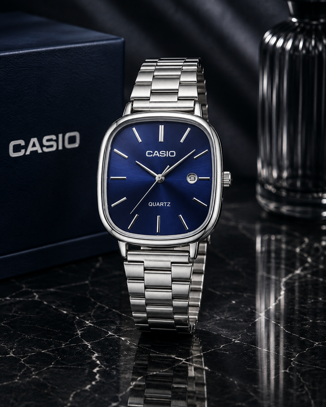 montre casio- fond bleu