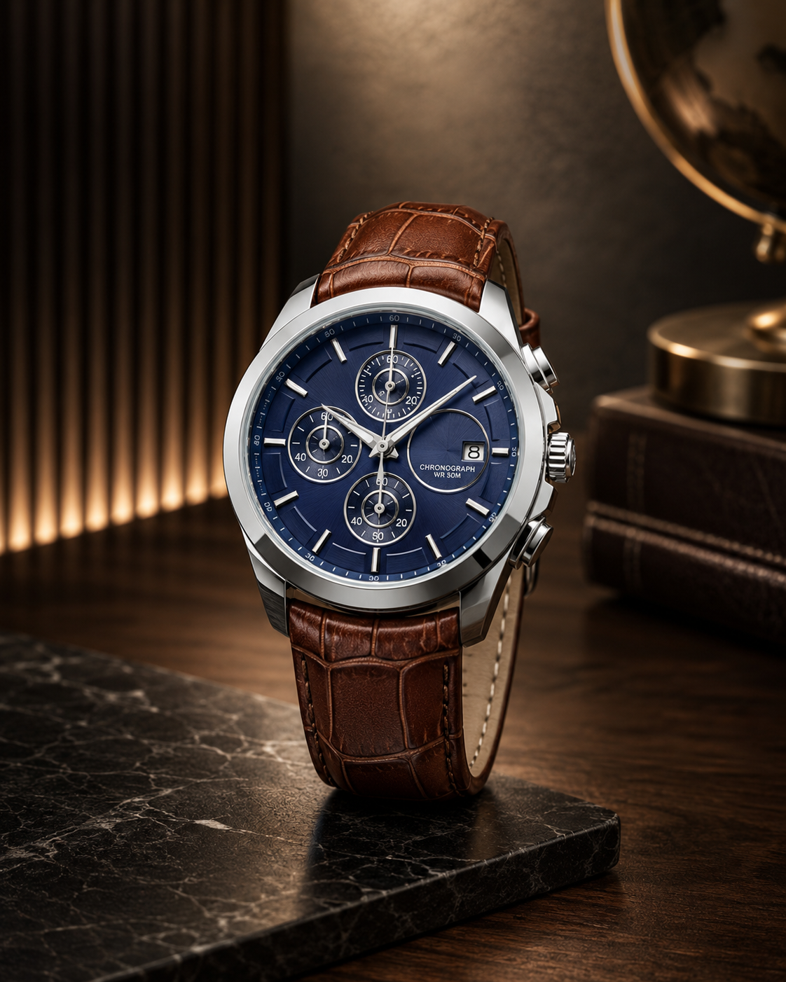 tissot manche cuir marron fond rond
