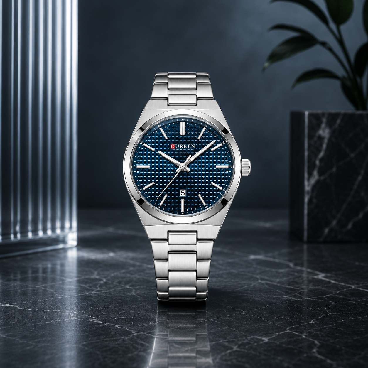Montre Curren-Cadran Bleu finition argentée